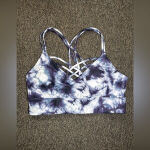 JoyLab Tie-Dye Blue and White crisscross sports bra